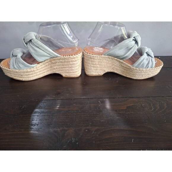 EUC Dolce Vita Blue Denim Lera Bow Espadrille Platform Wedge Sandals/Sz. 7.5 - Picture 2 of 10